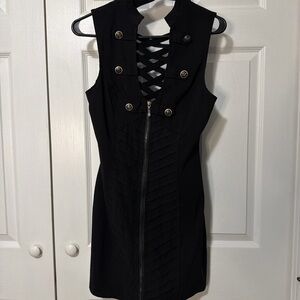 NWT Black Lace-Up Back Sleeveless Bodycon Dress Size L